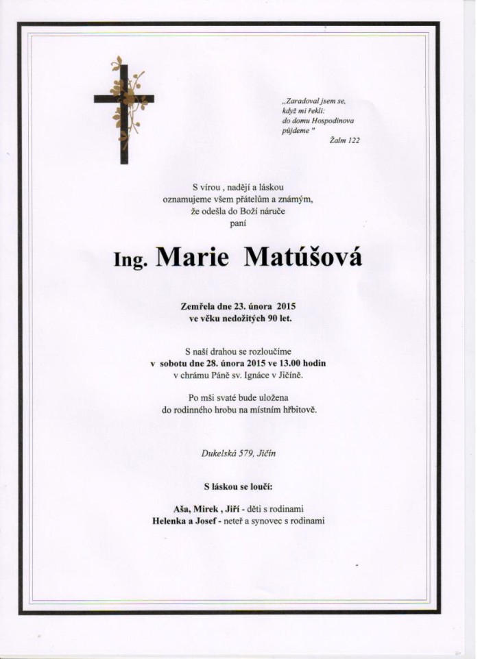 Ing. Marie Matúšová