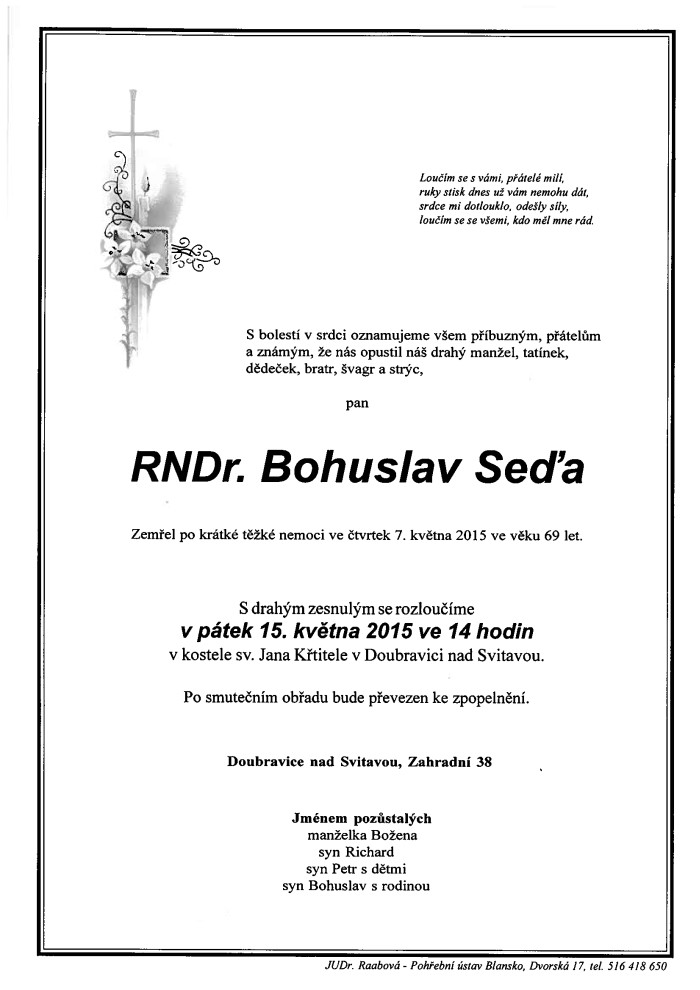 RNDr. Bohuslav Seďa
