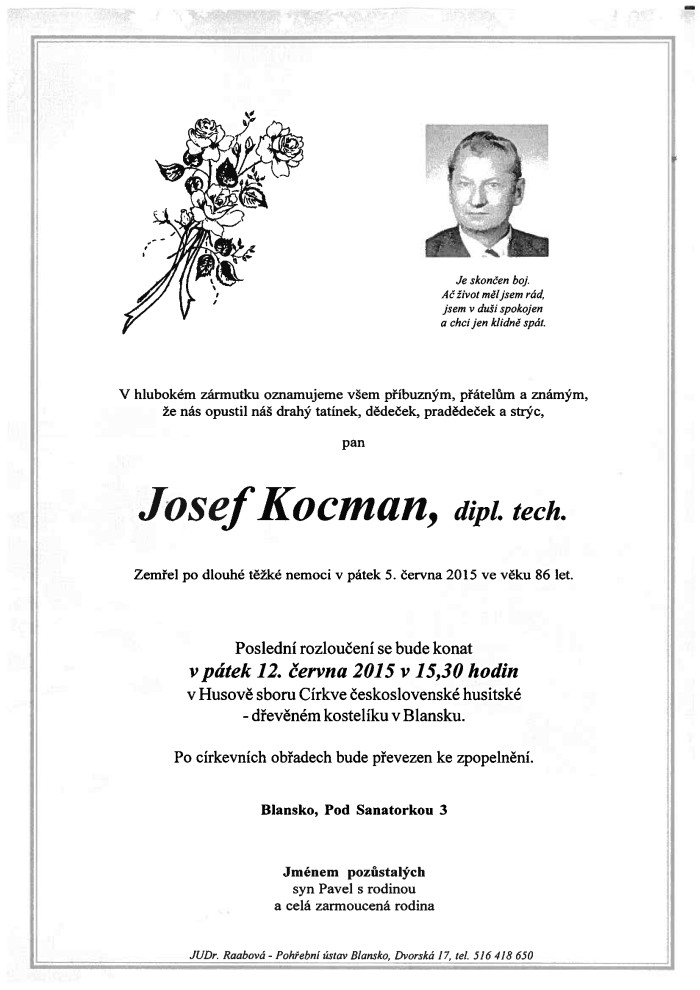 Josef Kocman, dipl. tech.