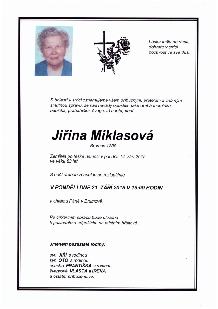 Jiřina Miklasová