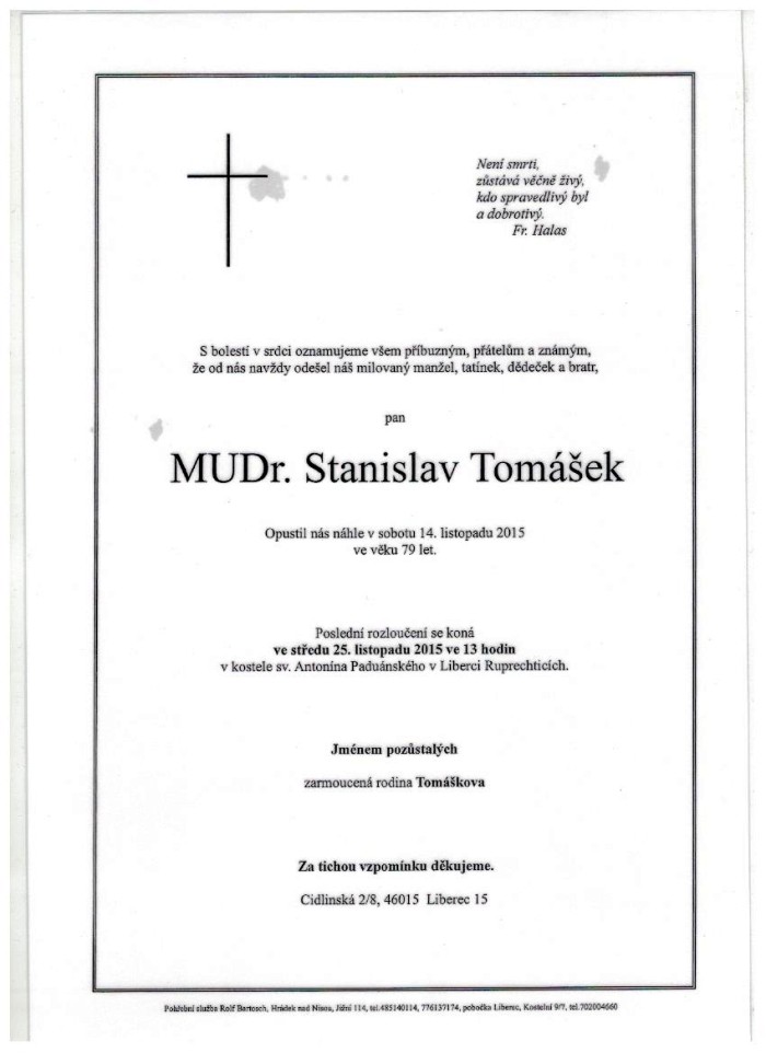 MUDr. Stanislav Tomášek