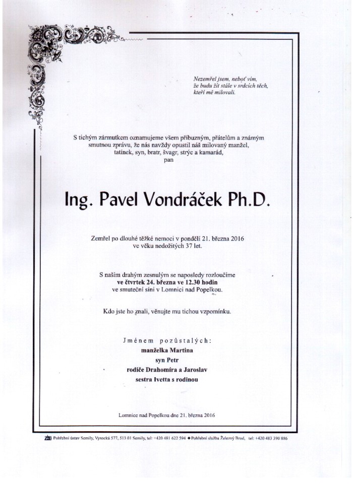 Ing. Pavel Vondráček Ph.D.