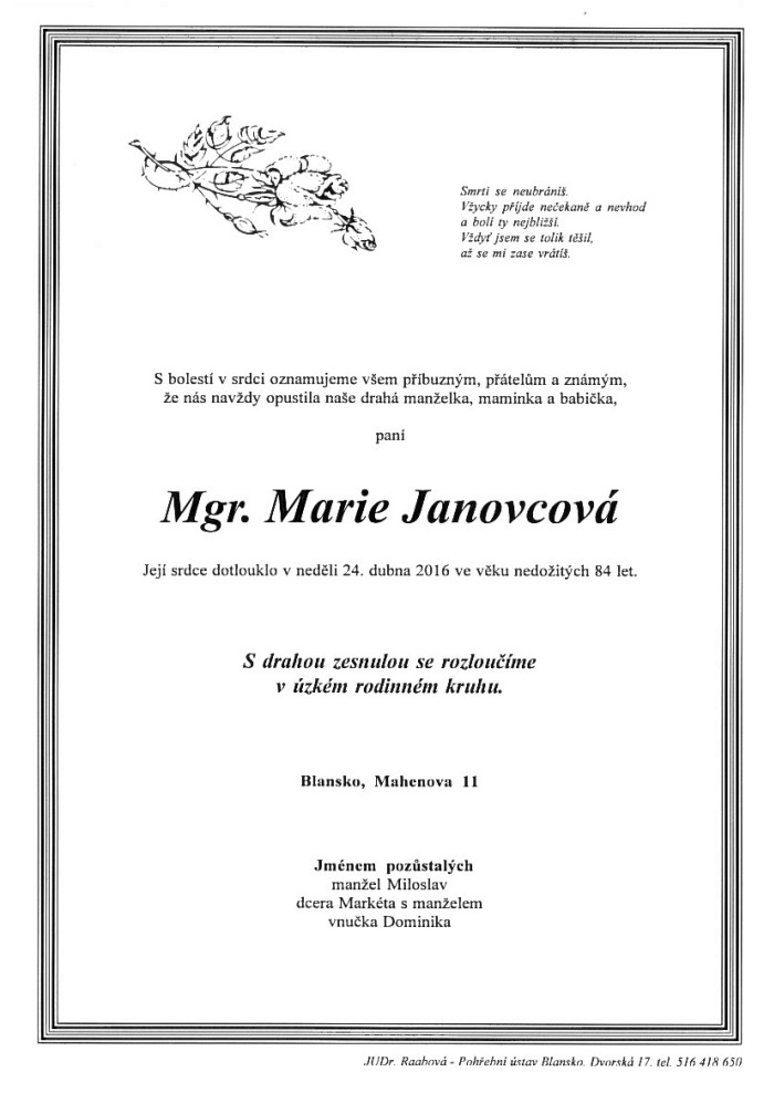 Mgr. Marie Janovcová