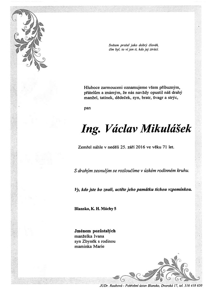 Ing. Václav Mikulášek