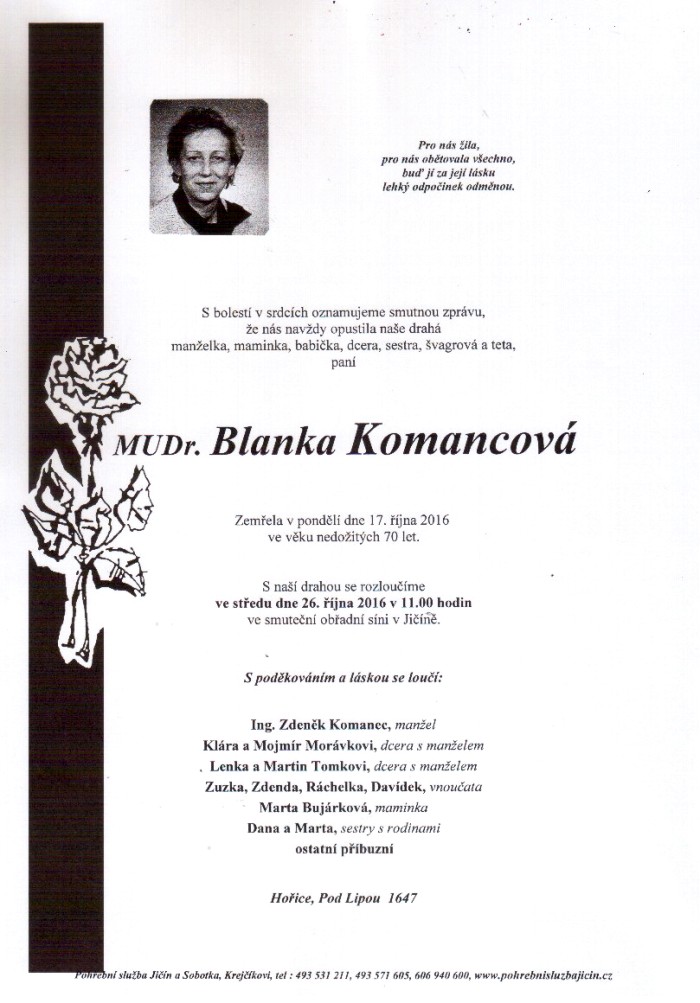 MUDr. Blanka Komancová