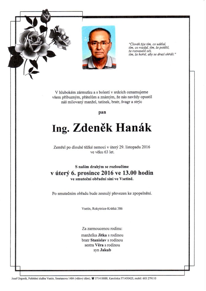 Ing. Zdeněk Hanák