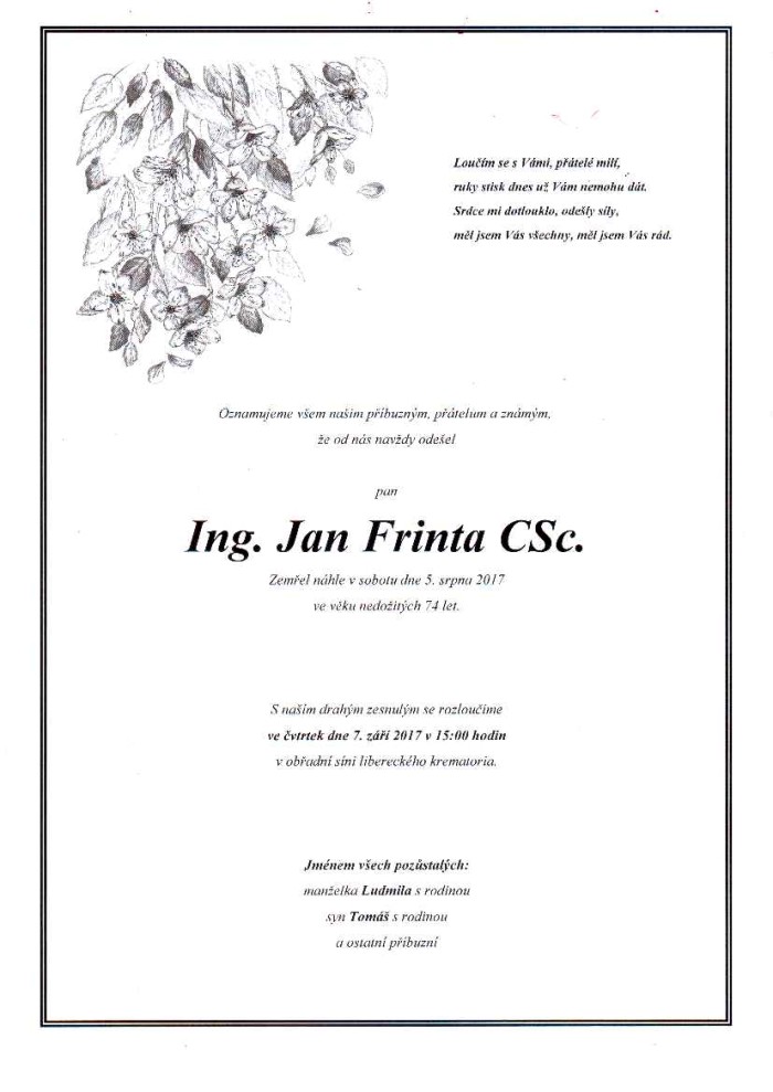 Ing. Jan Frinta, CSc.
