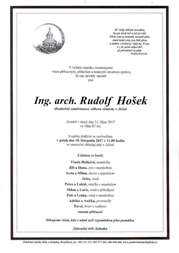 Ing. arch. Rudolf Hošek