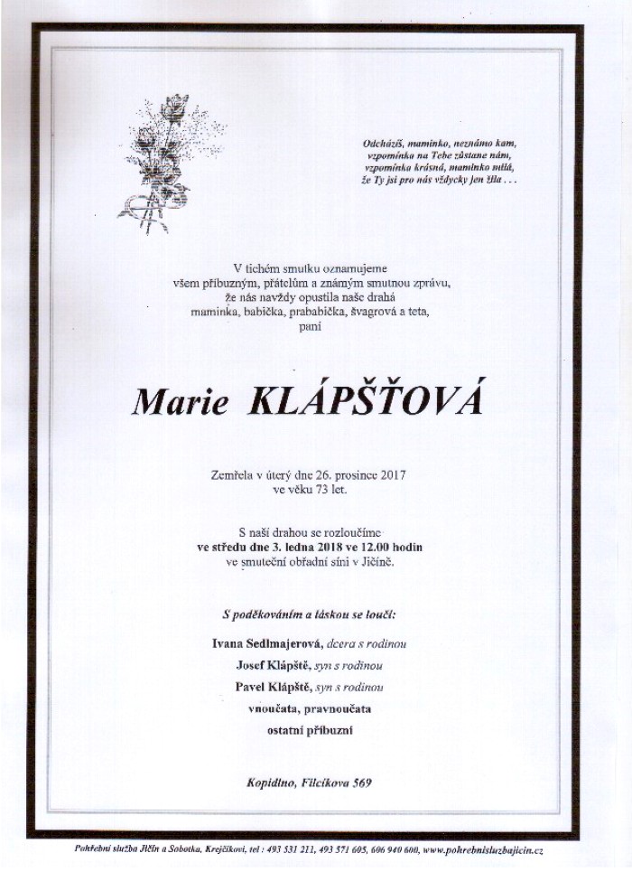 Marie Klápšťová