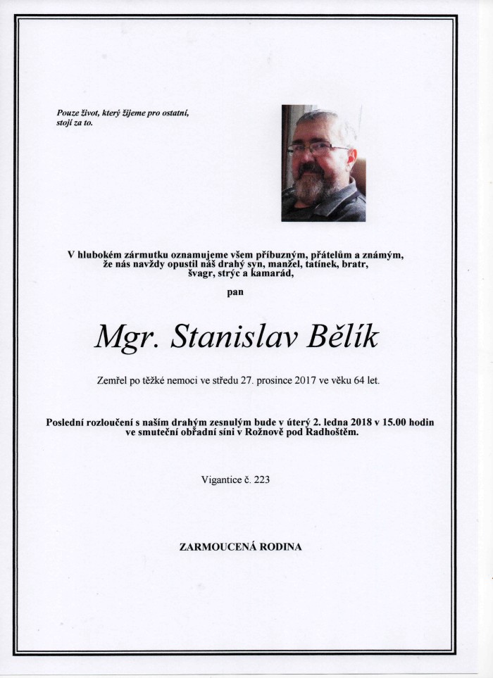 Mgr. Stanislav Bělík