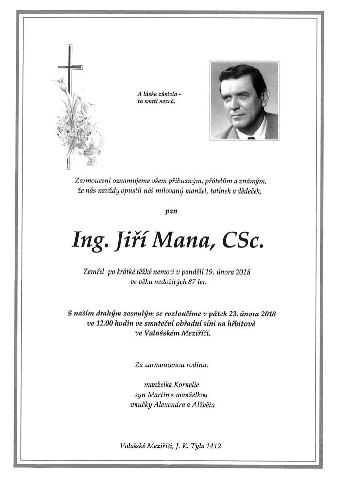 Ing. Jiří Mana, CSc.