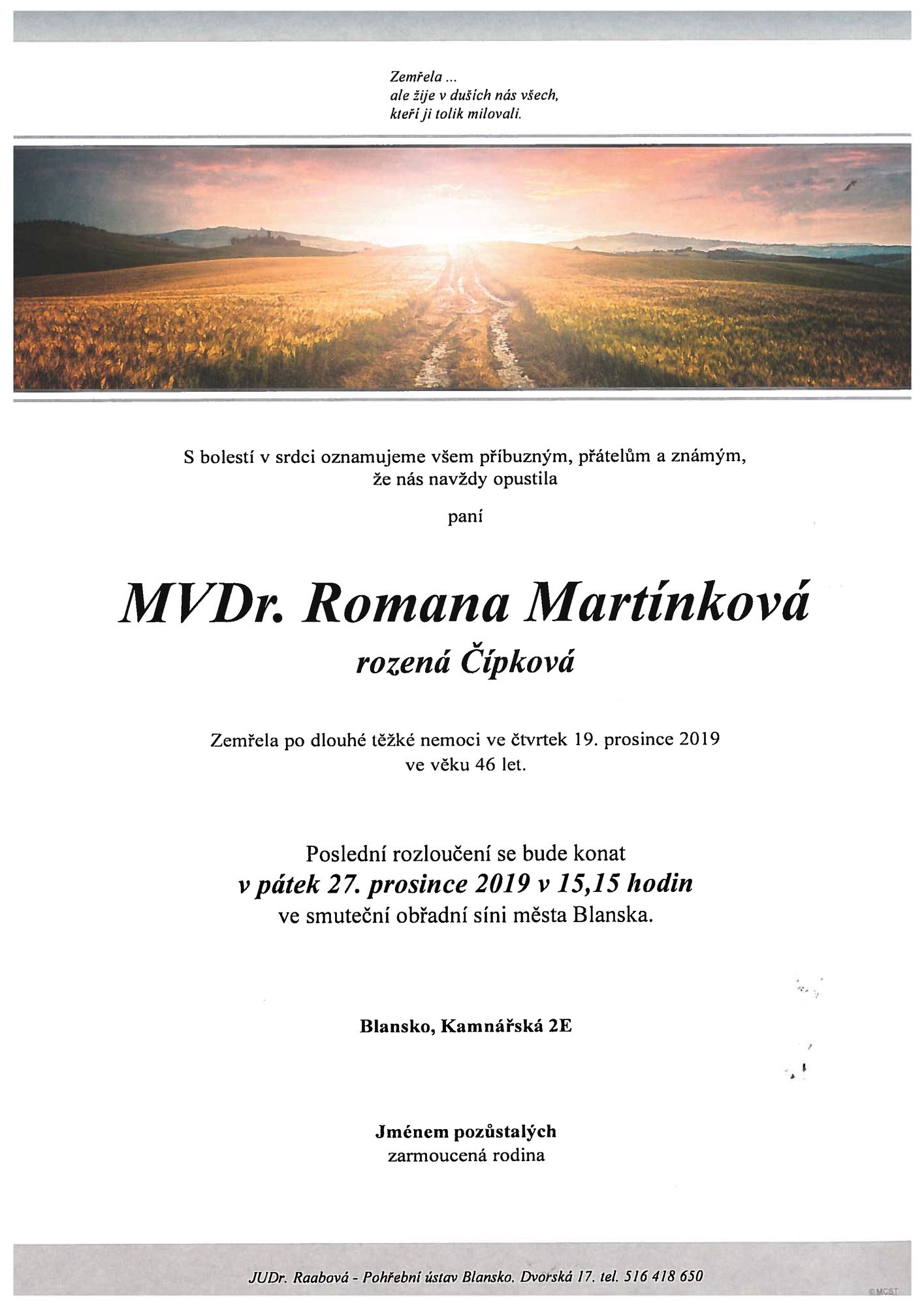 MVDr. Romana Martínková