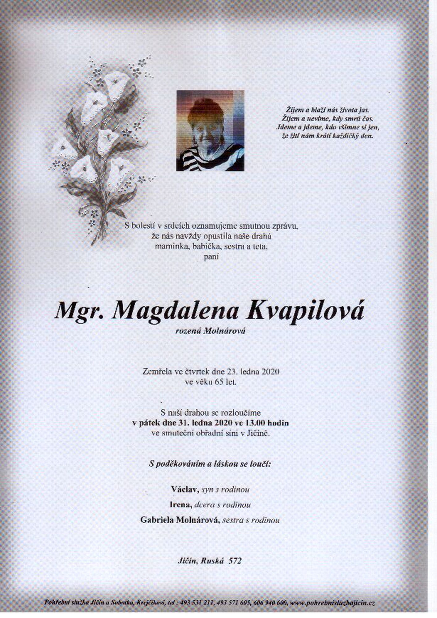 Mgr. Magdalena Kvapilová