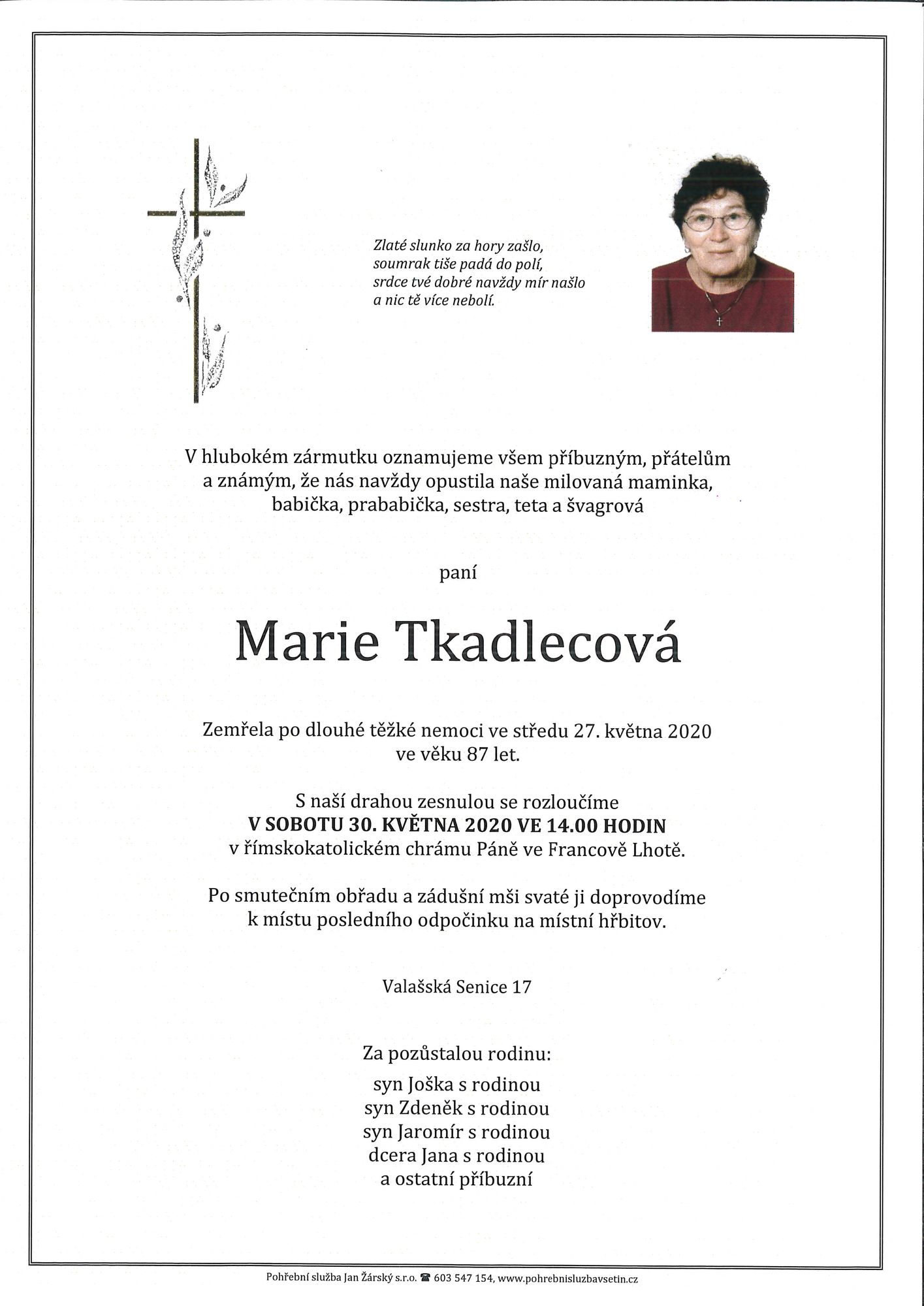 Marie Tkadlecová