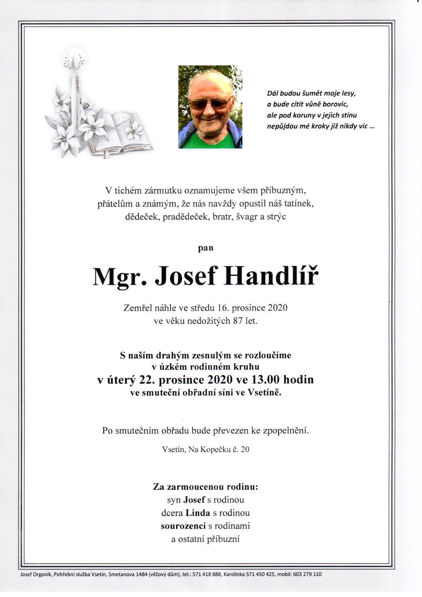 Mgr. Josef Handlíř
