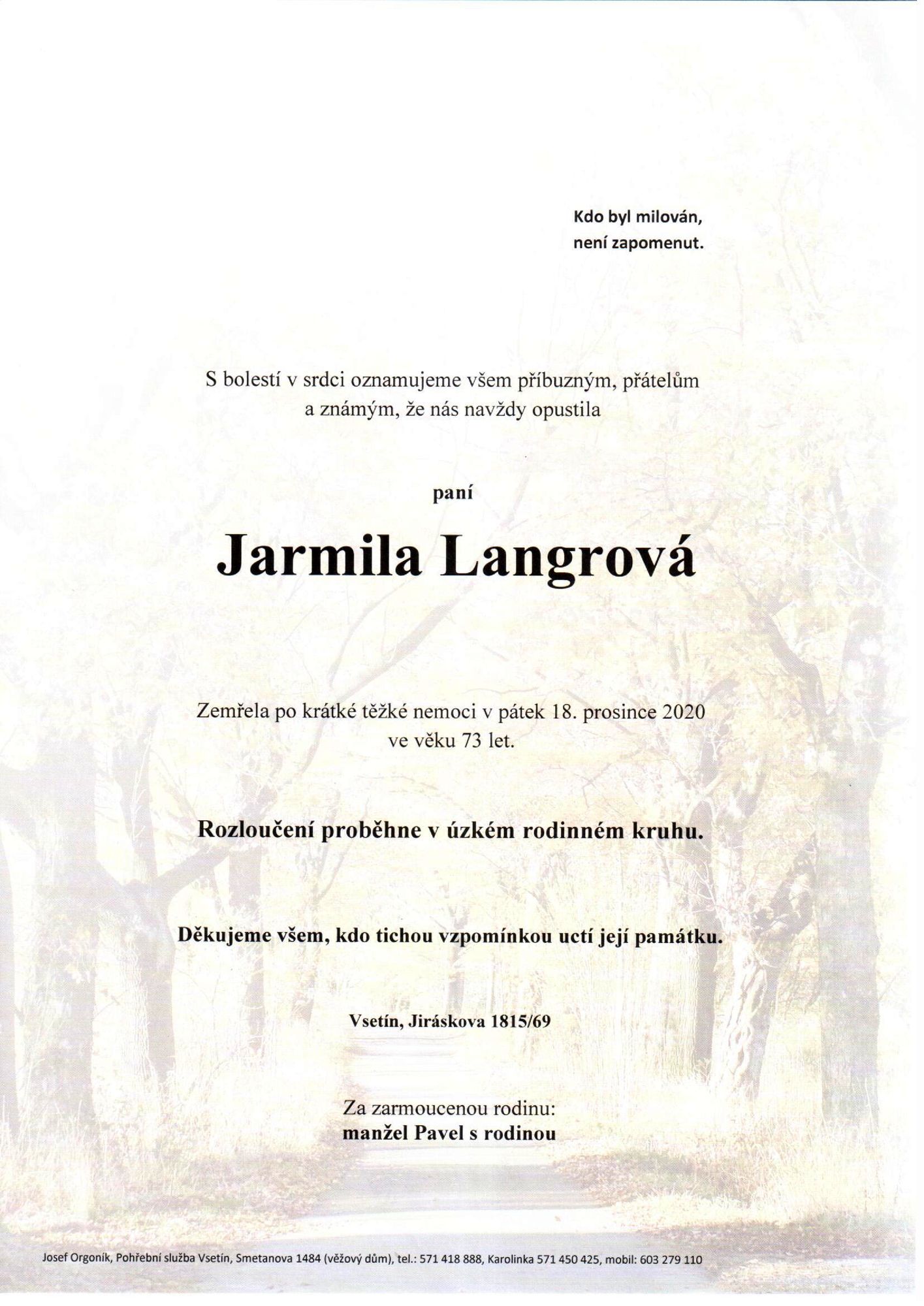 Jarmila Langrová