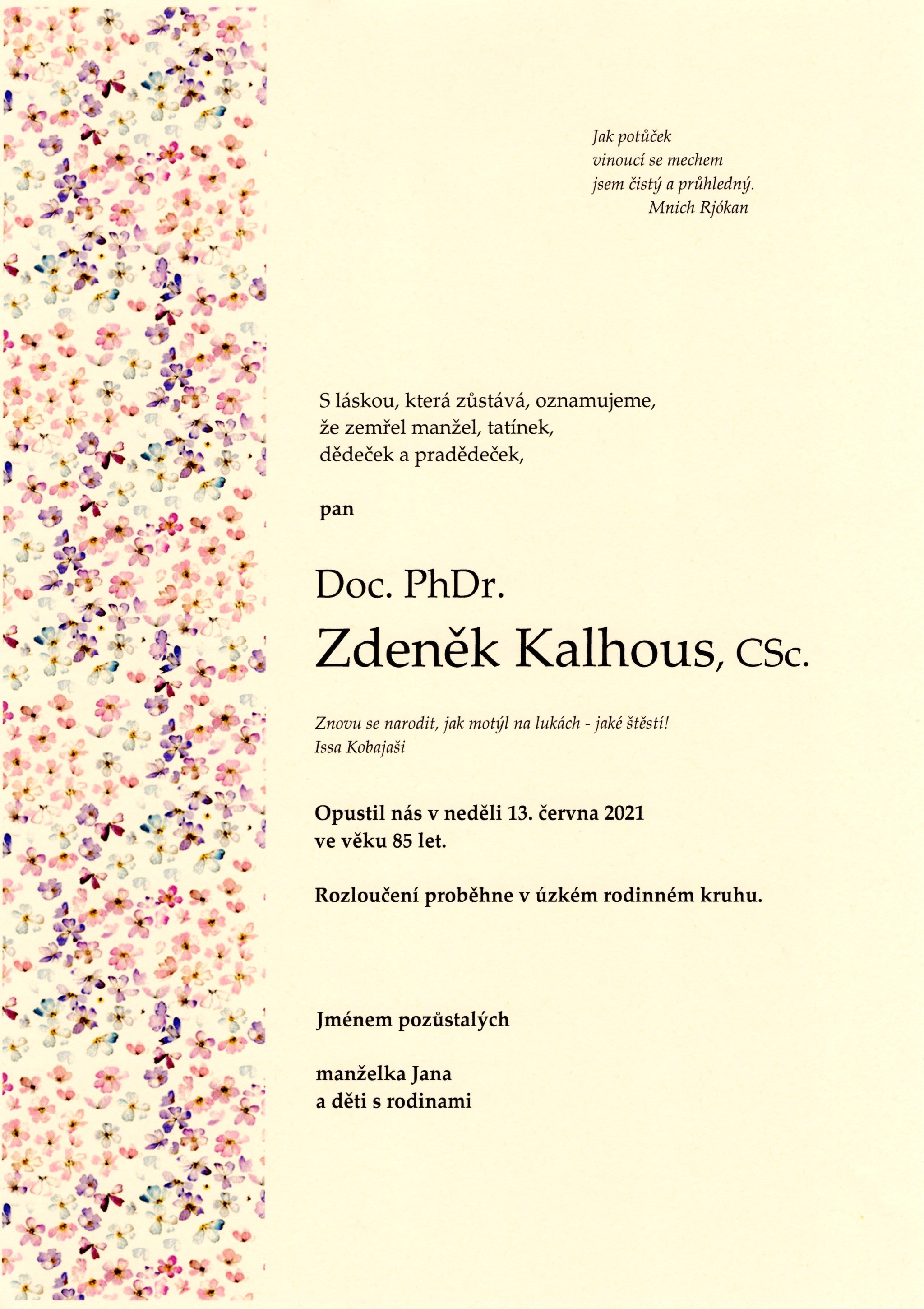 Doc. PhDr. Zdeněk Kalhous, CSc.