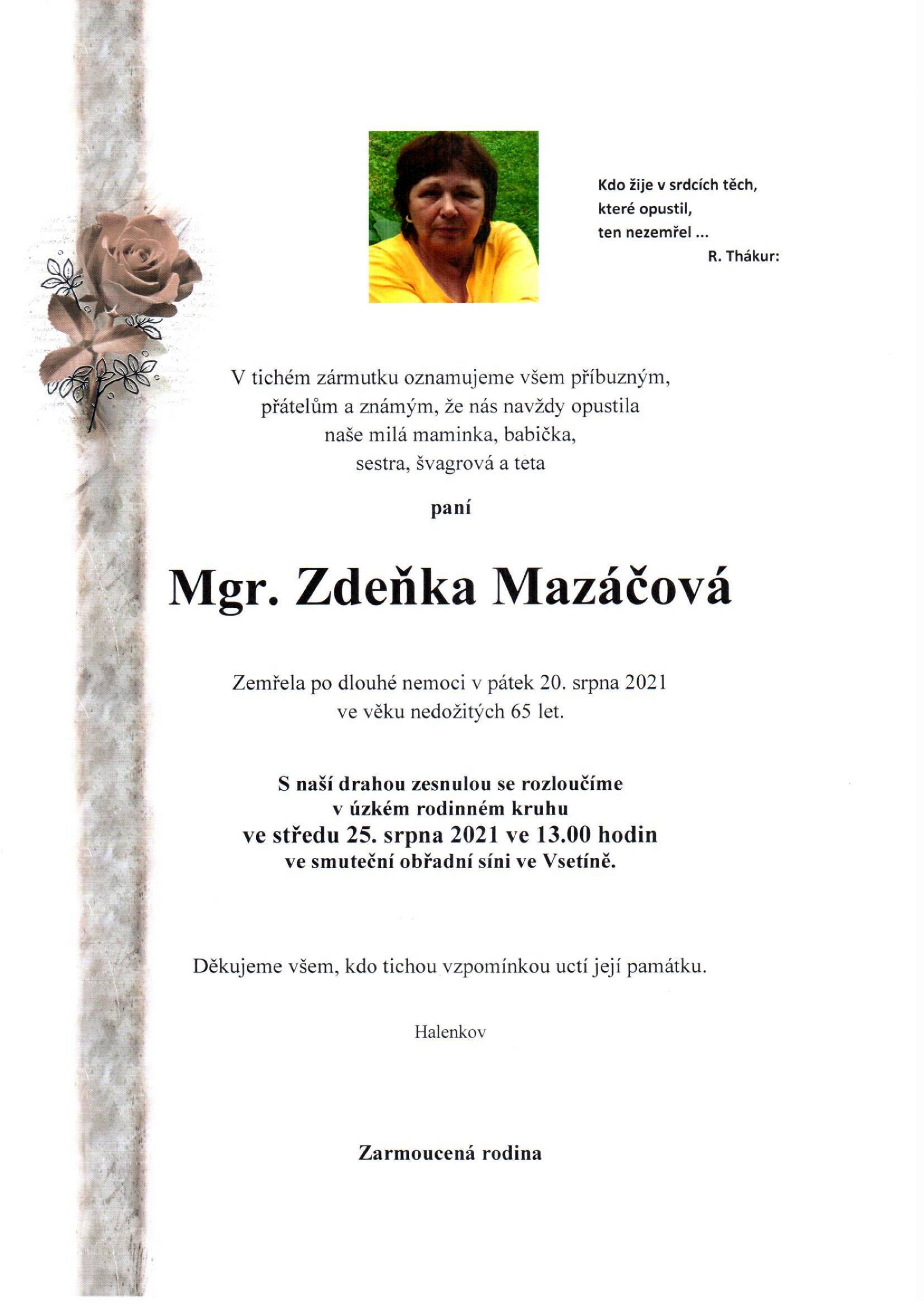 Mgr. Zdeňka Mazáčová