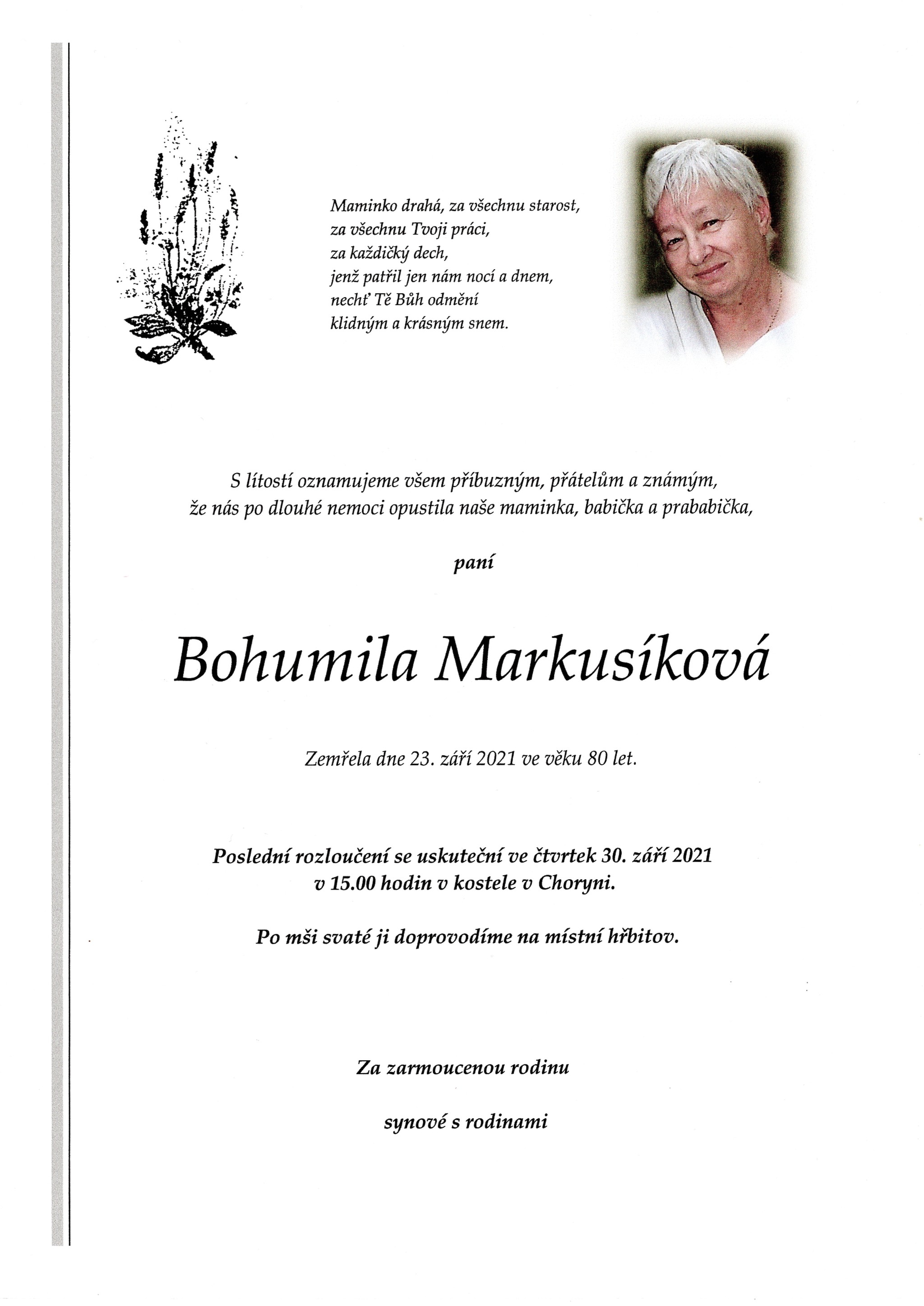 Bohumila Markusíková