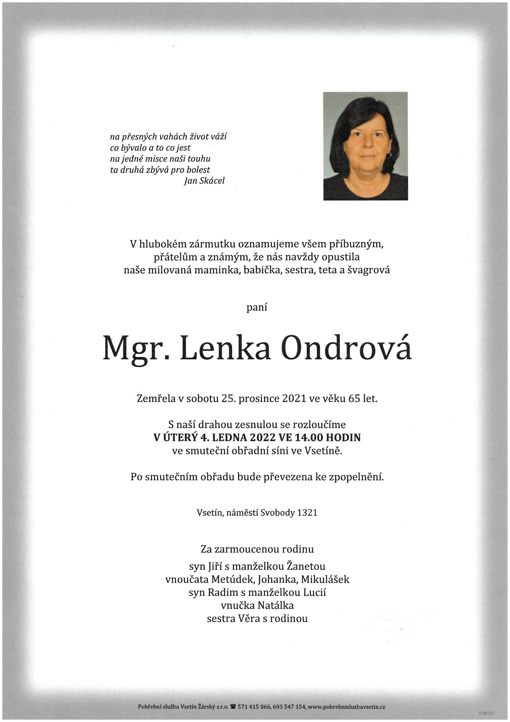 Mgr. Lenka Ondrová