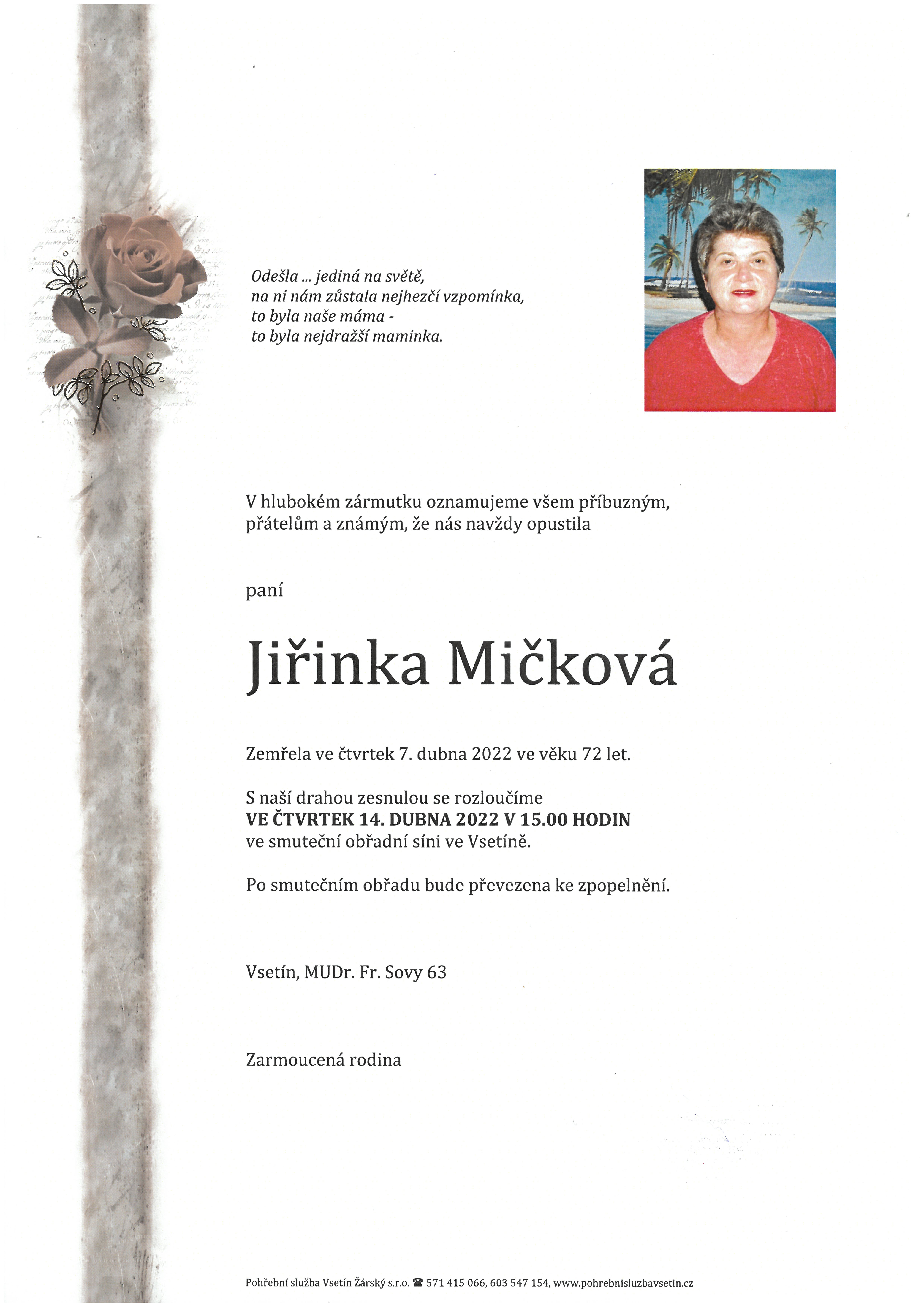 Jiřinka Mičková