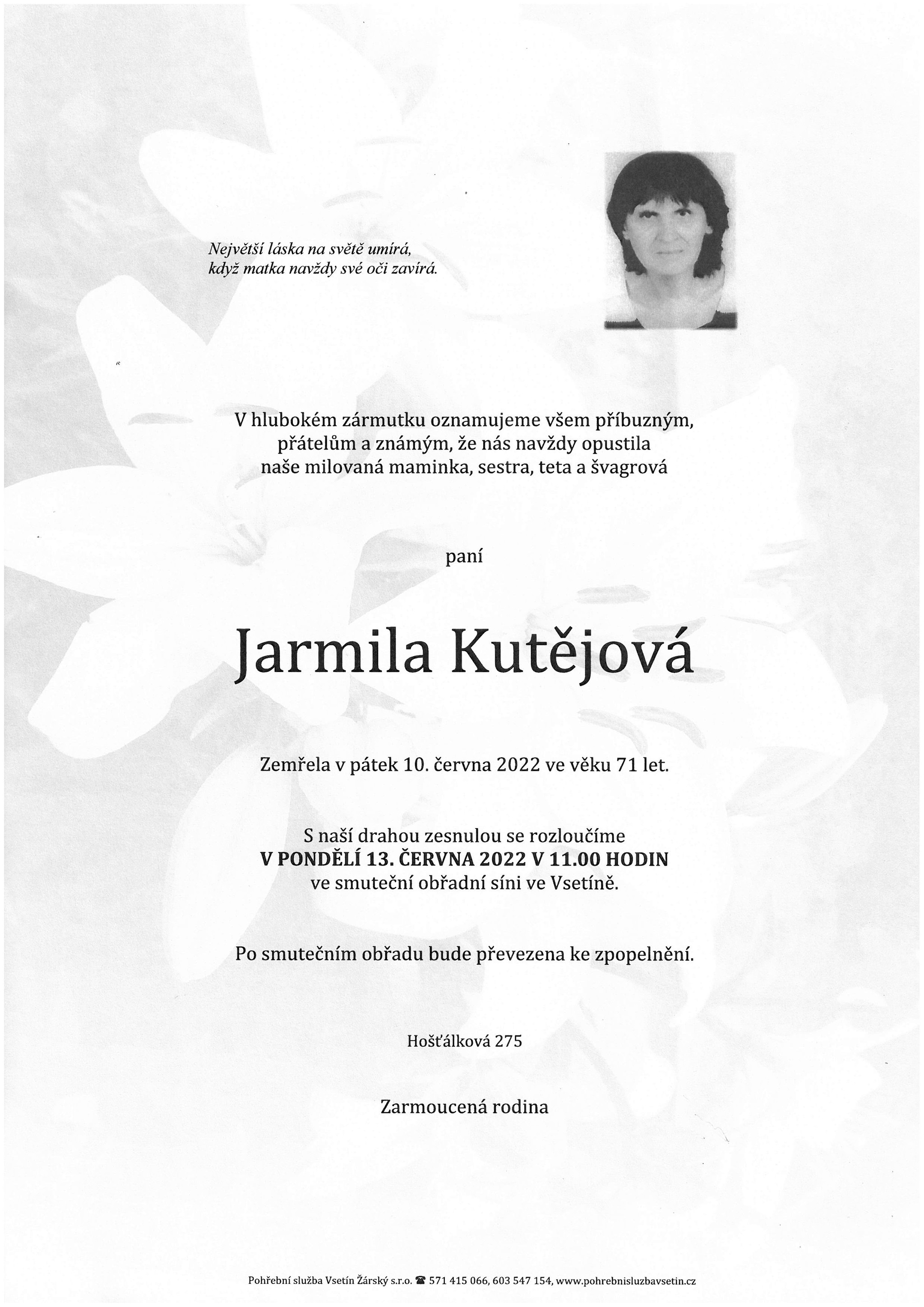Jarmila Kutějová