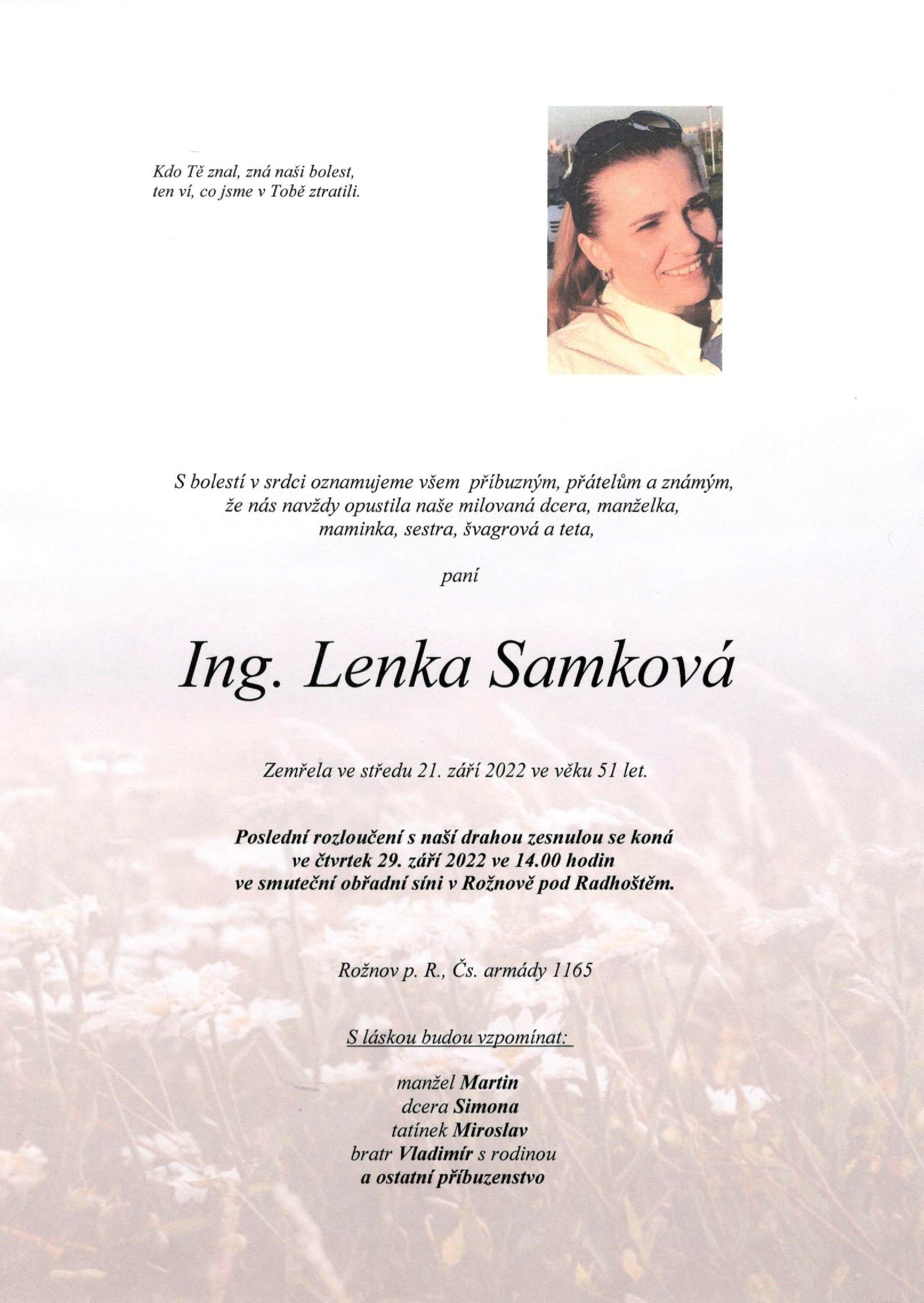 Ing. Lenka Samková
