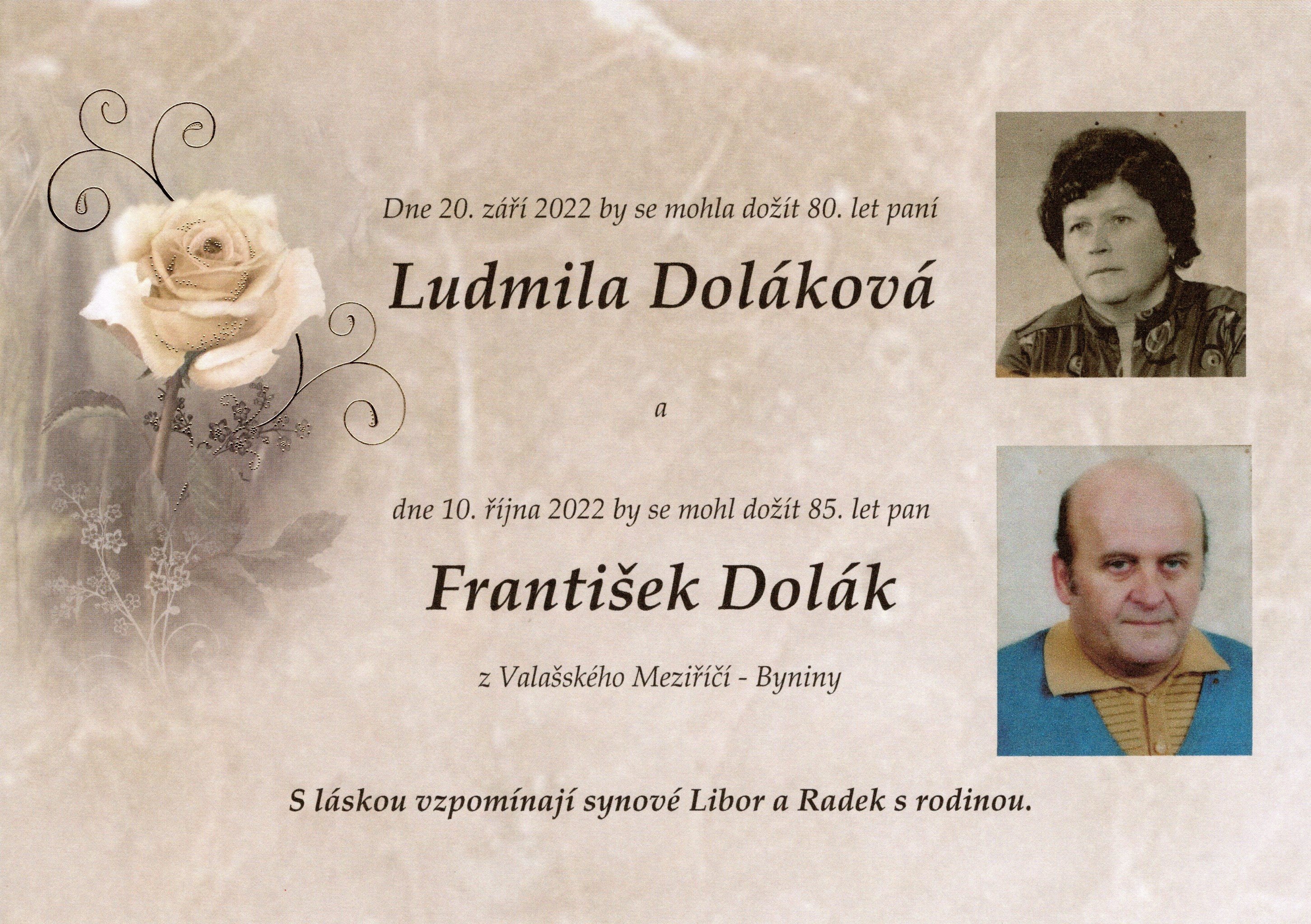 Paní Ludmila Doláková a pan František Dolák