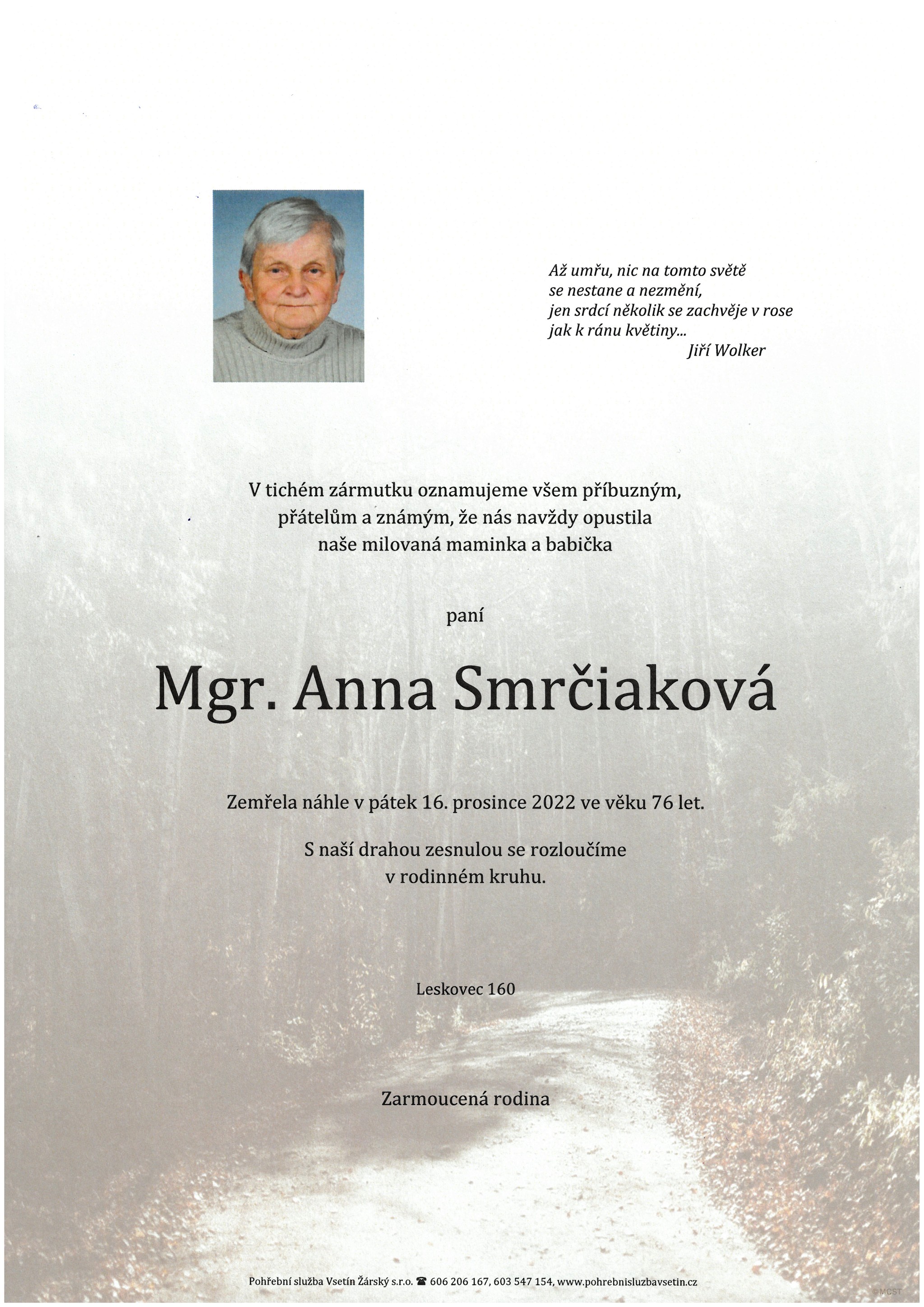 Mgr. Anna Smrčiaková