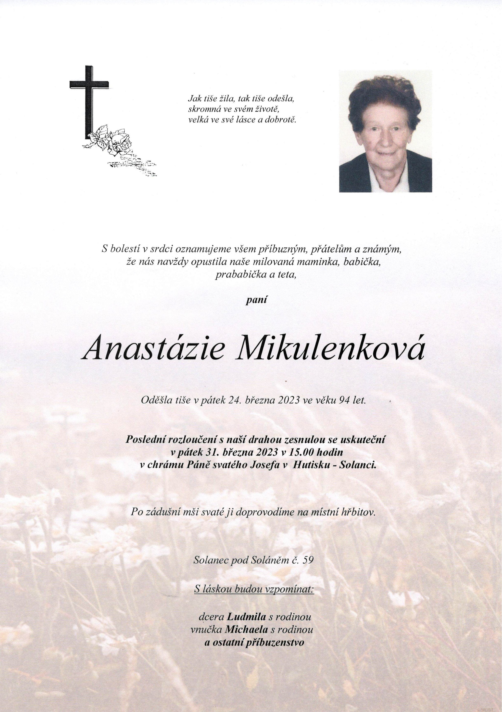 Anastázie Mikulenková