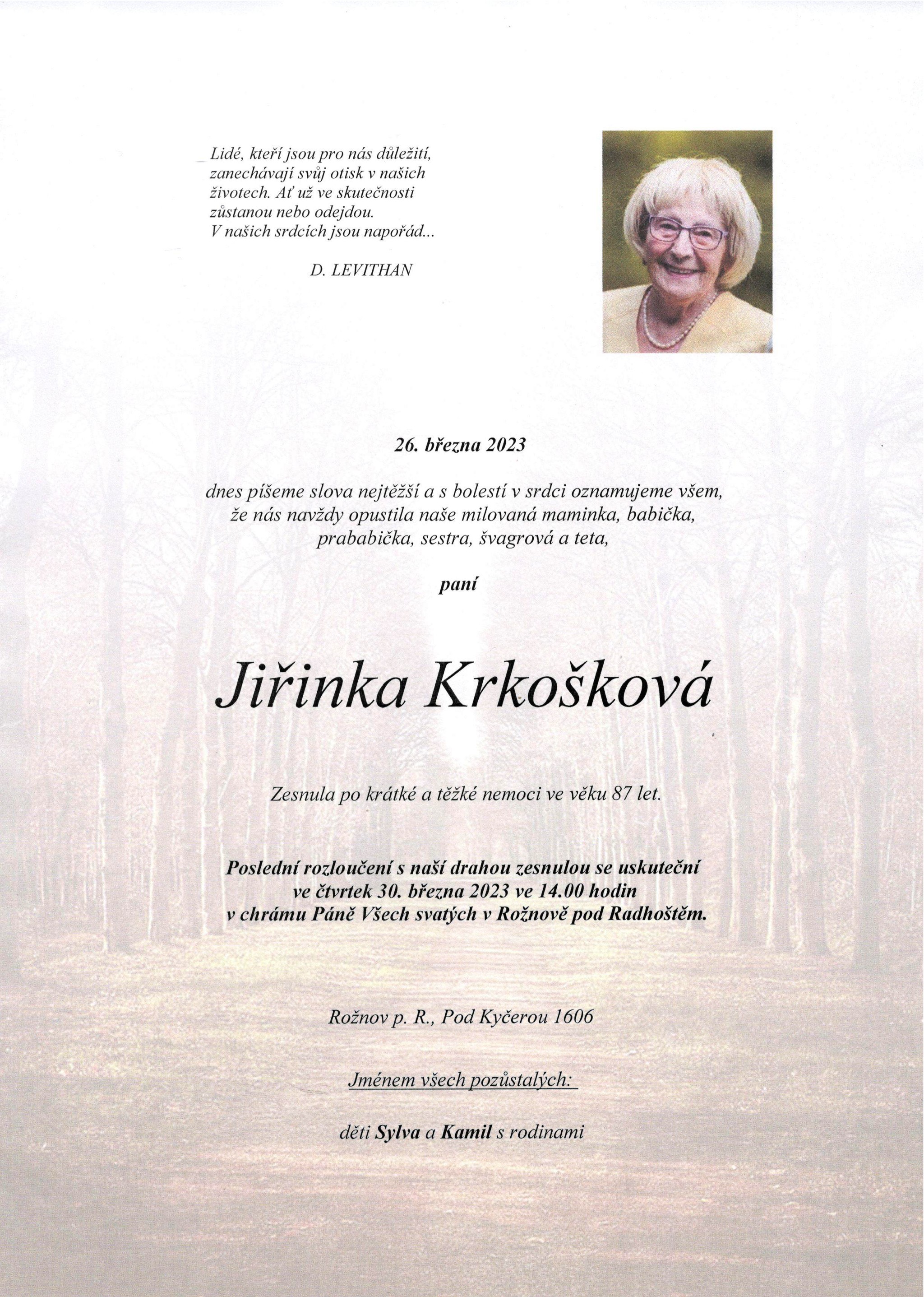 Jiřinka Krkošková