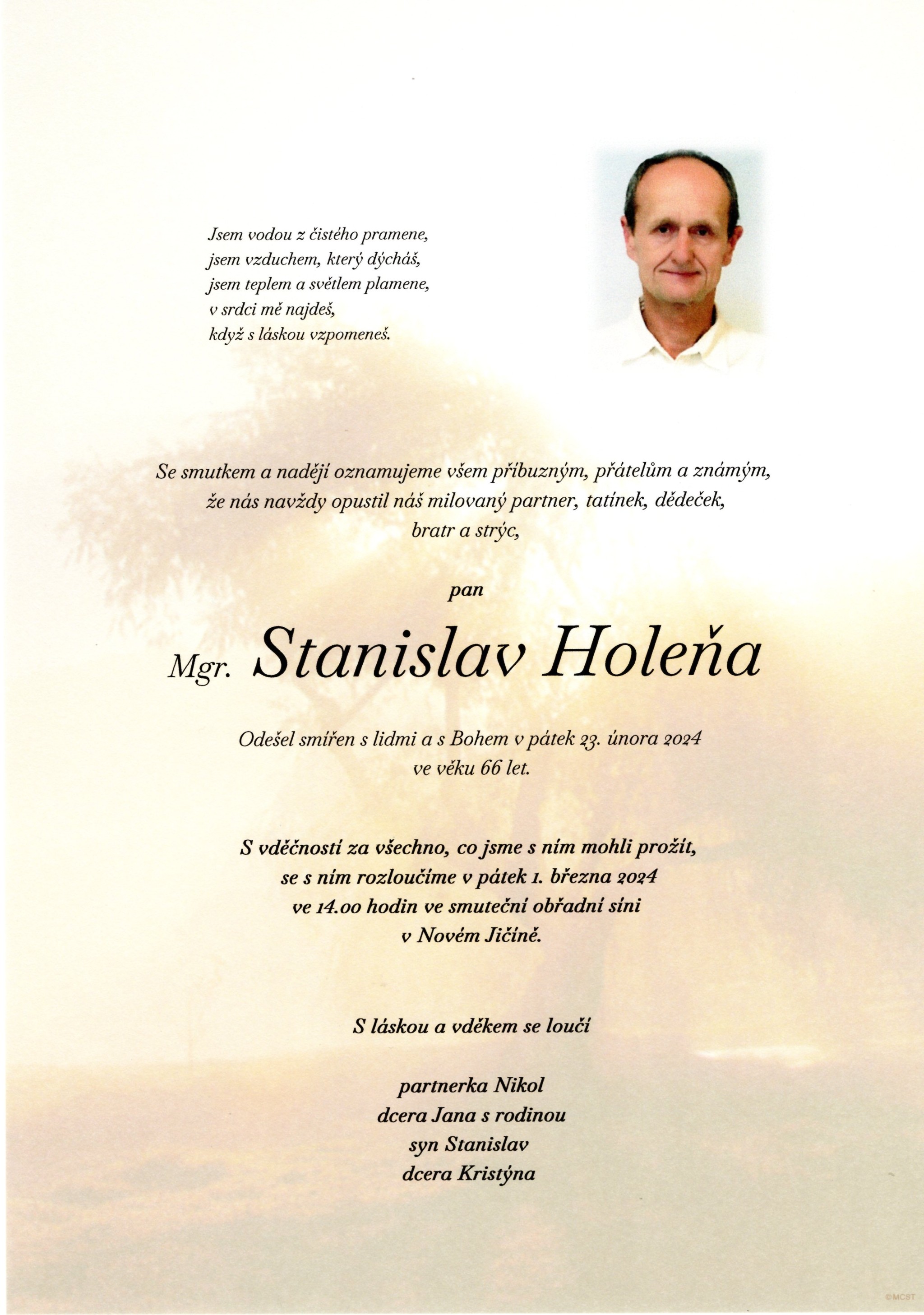Mgr. Stanislav Holeňa