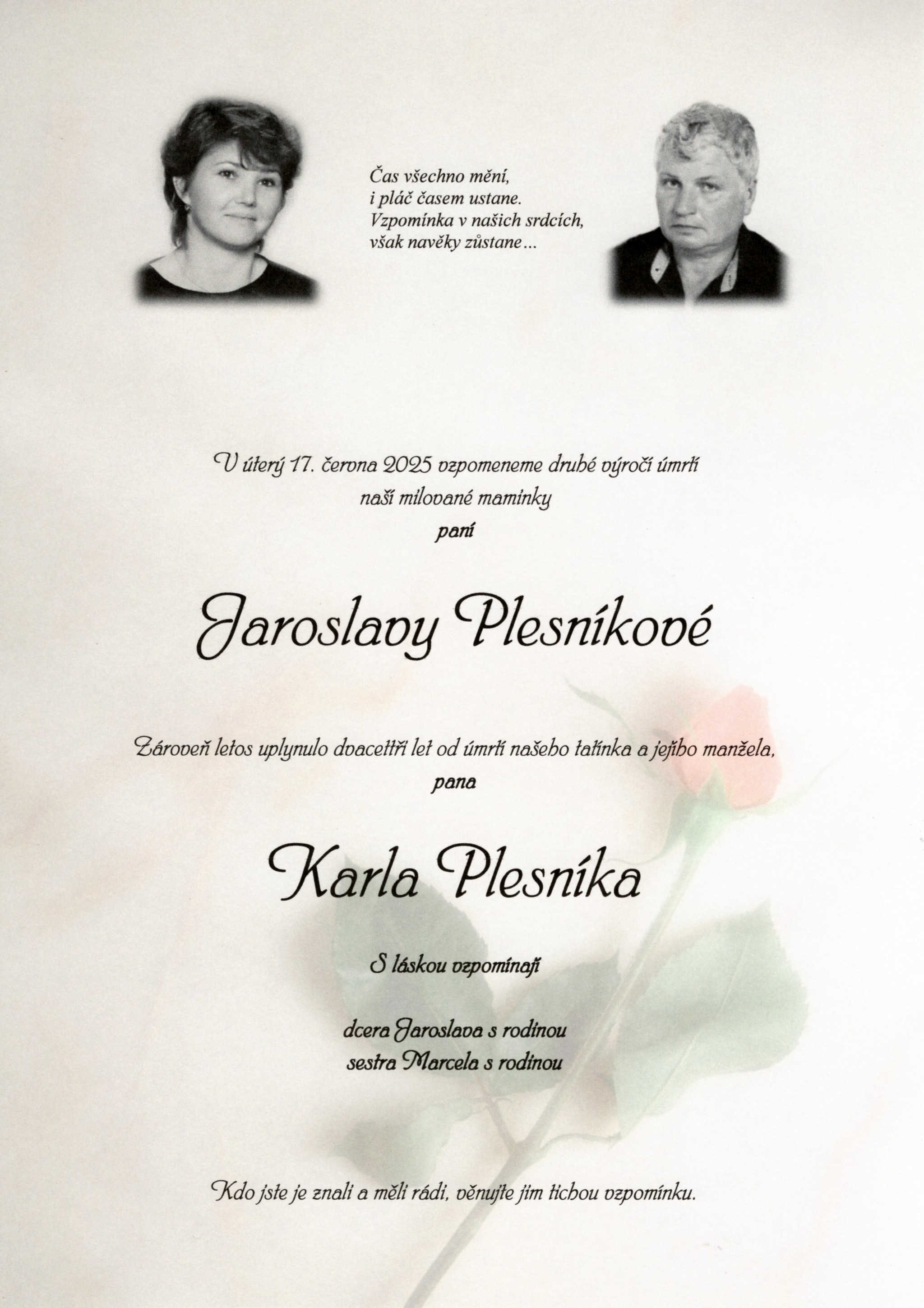 Paní Jaroslava Plesníková a pan Karel Plesník